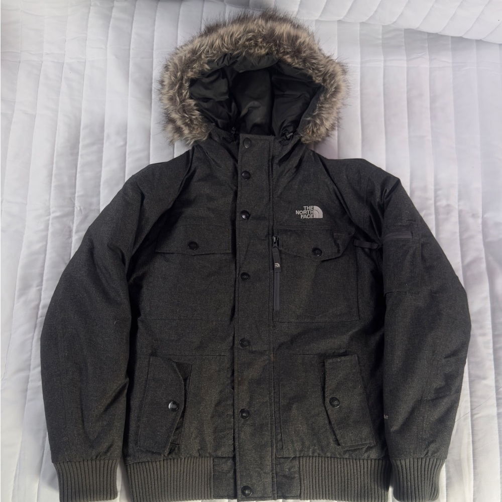The North Face Men's Grey Jacket with Fur Hood